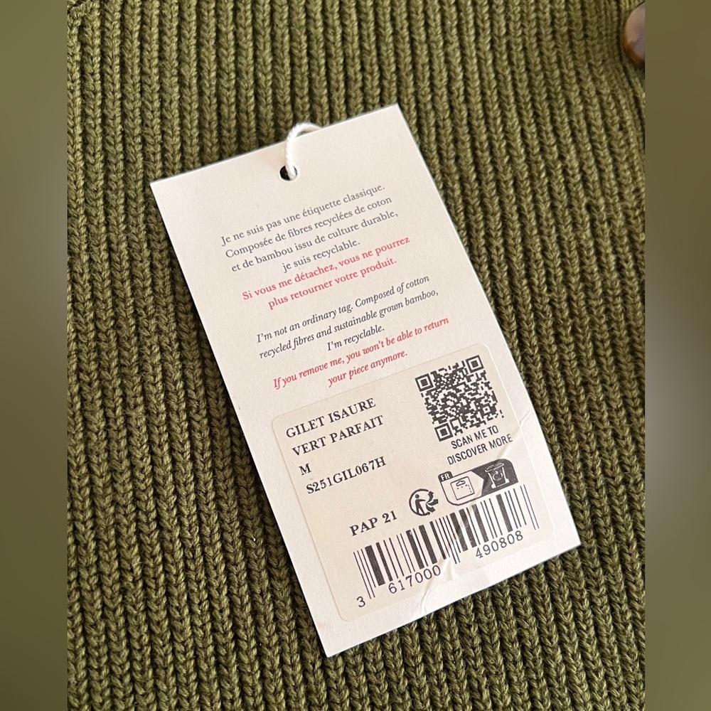 Sezane Isaure Cardigan Perfect Green - Size M - Picture 11 of 15
